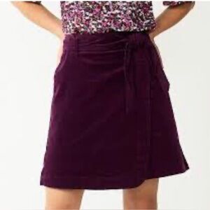 DRAPER JAMES plum purple cotton wrap skirt